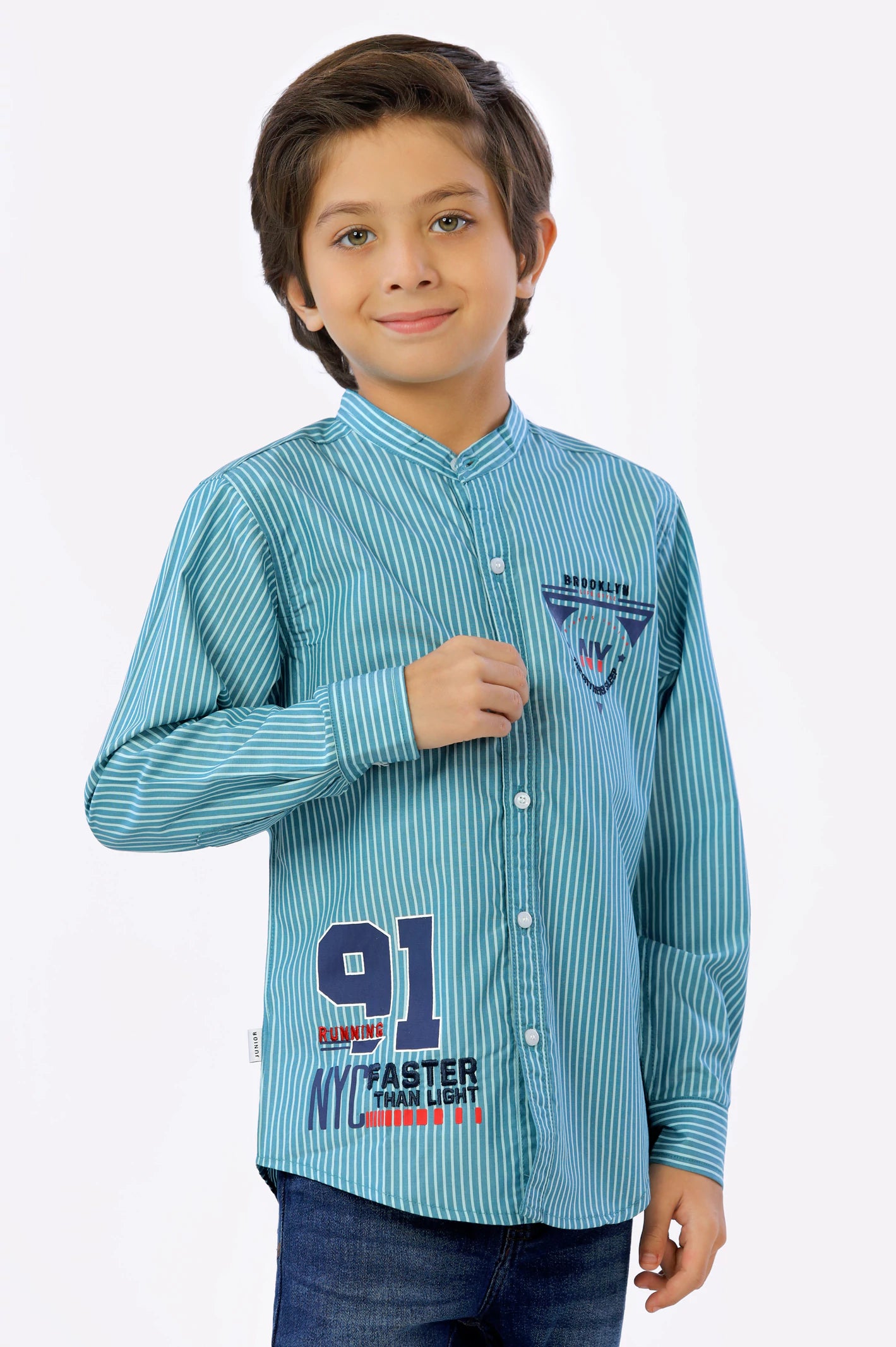 Green Pinstripe Boys Shirt From Diners