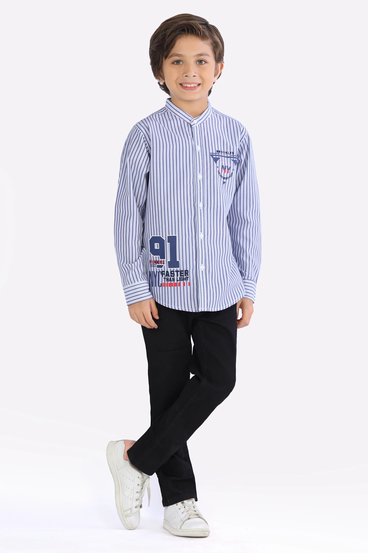 Multicolor Shadow Stripe Boys Shirt From Diners
