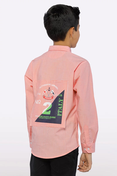 Pink Plain Boys Shirt From Diners