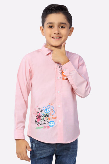 Pink Graphic Printed Boys Shirt