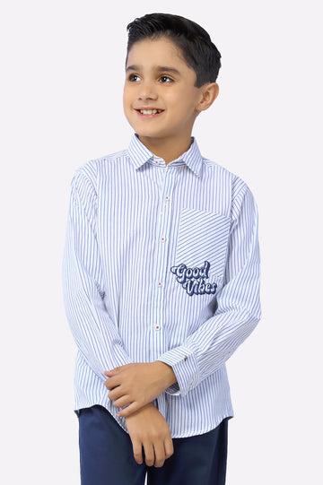 White Stripe Boys Shirt