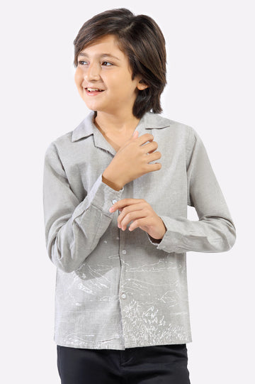Grey Graphic Printed Casual Shirt