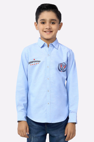 Blue Textured Boys Shirt