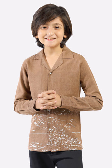 Rust Graphic Printed Casual Shirt