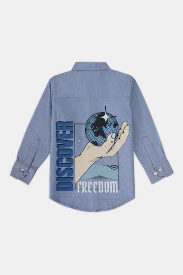Blue Graphic Boys Casual Shirt
