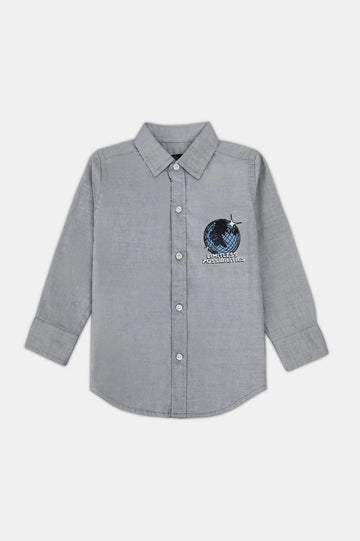 Grey Graphic Boys Casual Shirt