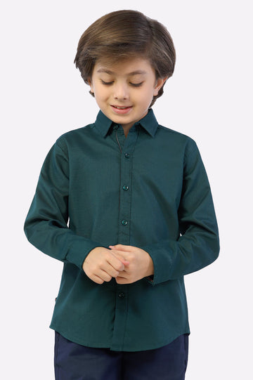Green Self Casual Shirt