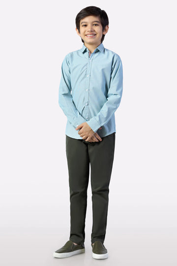 Green Hairline Stripes Casual Shirt