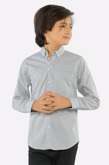 White Textured Casual Shirt