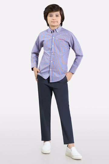 Medium Blue Stripes Casual Shirt