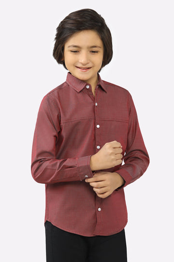 Maroon Textured Casual Shirt