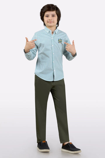 Green Bengal Stripes Casual Shirt