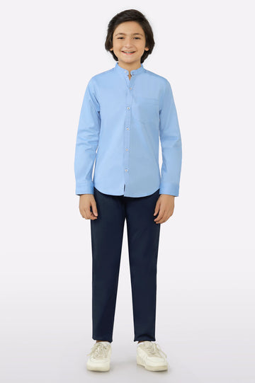 Light Blue Textured Casual Shirt