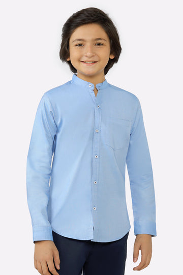 Light Blue Textured Casual Shirt