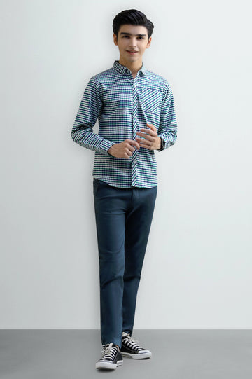 Gingham Check Boys Casual Shirt