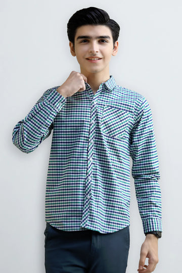 Gingham Check Boys Casual Shirt