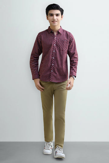 Gingham Check Boys Casual Shirt