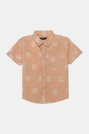 Light Orange Printed Casual Shirt