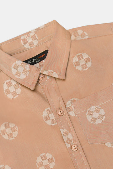 Light Orange Printed Casual Shirt