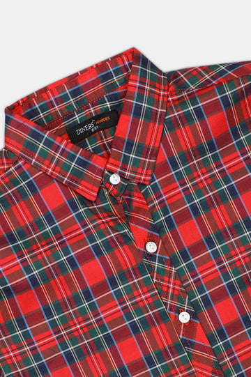 Red Glen Plaid Check Casual Shirt