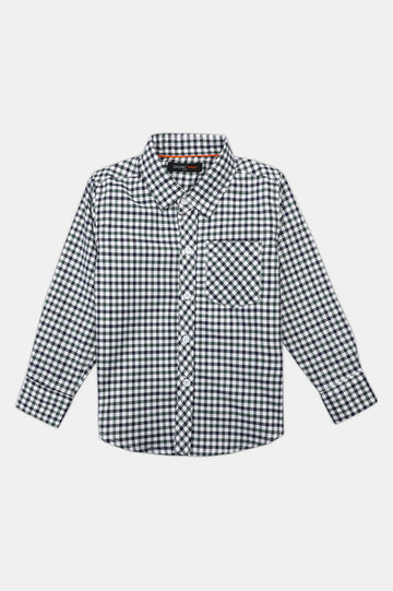 Green Casual Check Boy Shirt