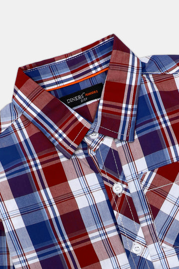 Navy Blue Check Casual Shirt