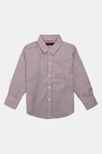 Red Houndstooth Check Casual Shirt