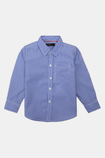 Royal Blue Mini-Check Casual Shirt