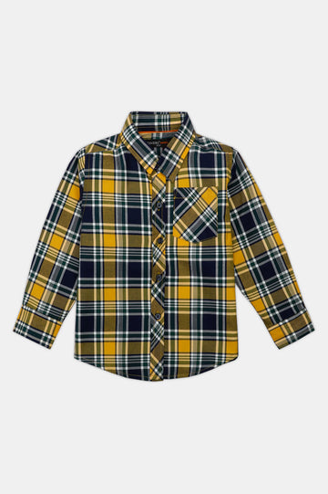 Yellow Glen Plaid Check Casual Shirt