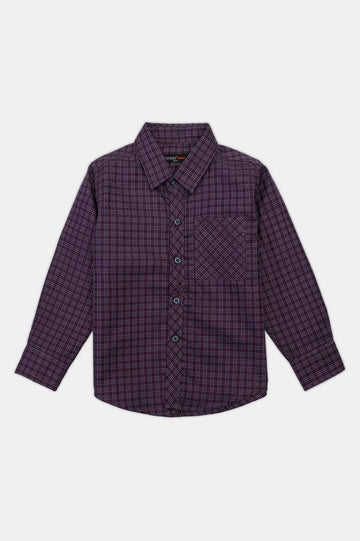Burgundy Check Boys Casual Shirt
