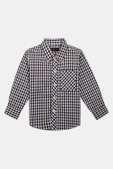 Brown Gingham Check Casual Shirt