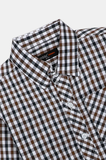 Brown Gingham Check Casual Shirt