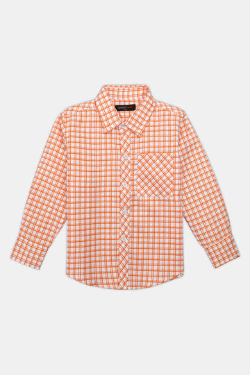 Orange Check Boys Casual Shirt