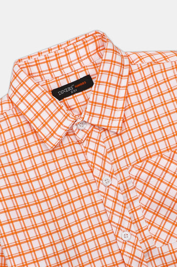 Orange Check Boys Casual Shirt