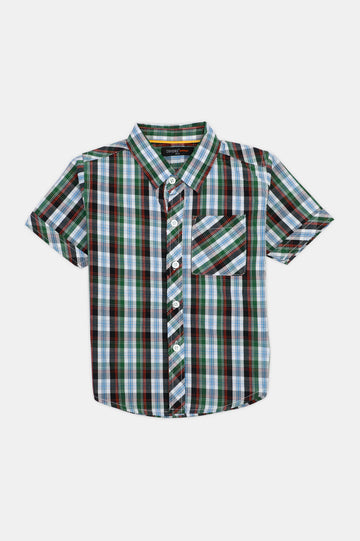 Green Check Boys Casual Shirt