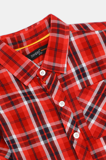 Red Check Boys Casual Shirt