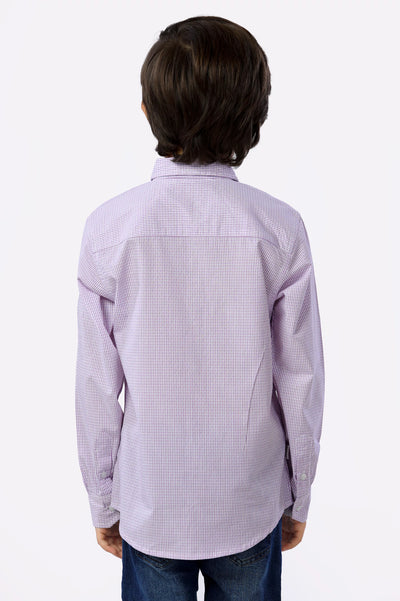 Purple Mini Check Boys Shirt From Diners