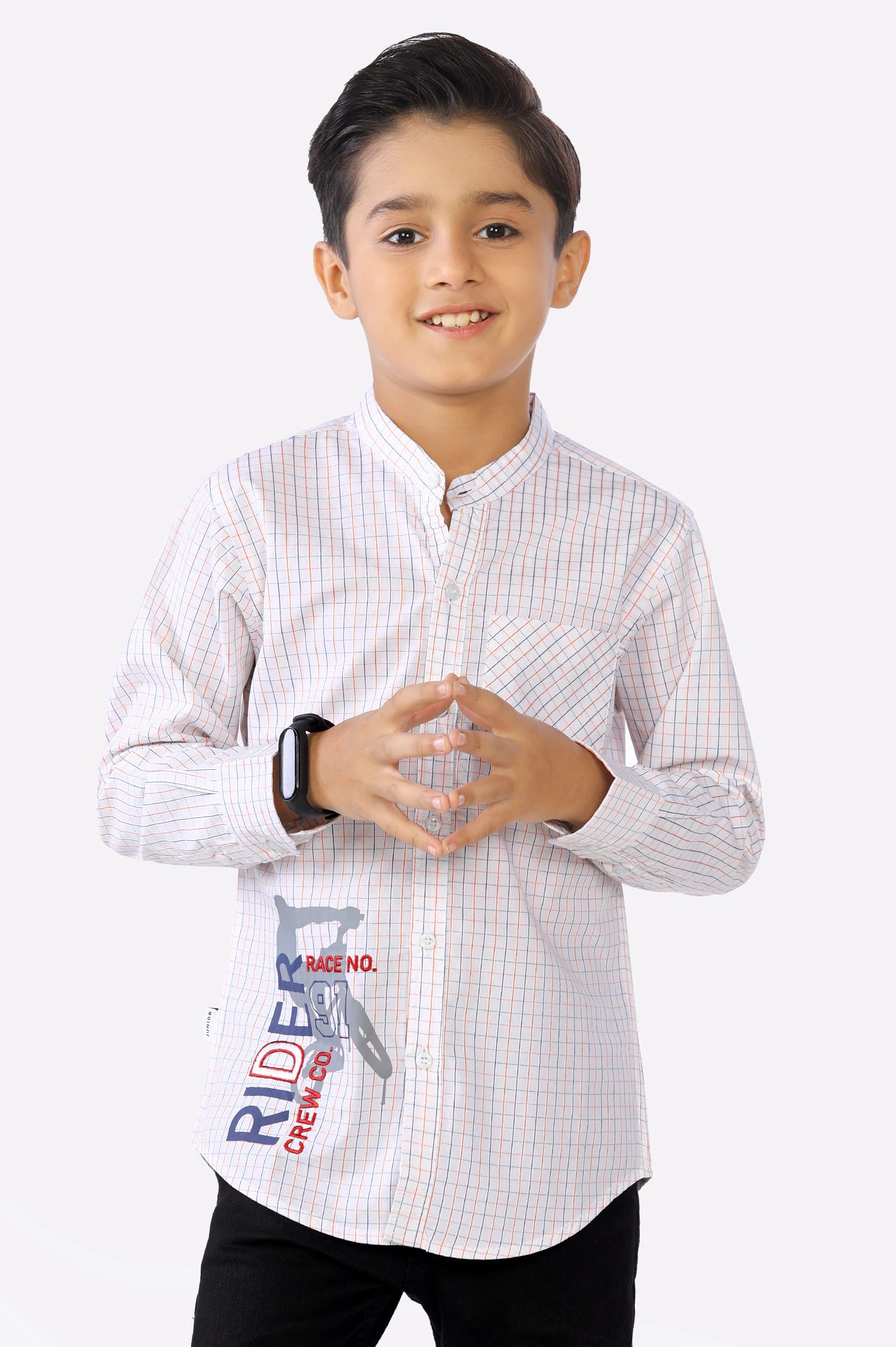 Orange Windowpane Check Boys Shirt – Diners Pakistan