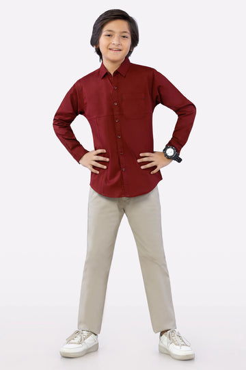 Maroon Plain Casual Shirt