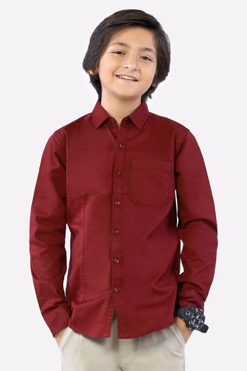 Maroon Plain Casual Shirt