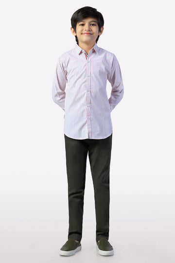 Red Pinstripes Casual Shirt