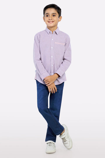 Magenta Gingham Check Casual Shirt