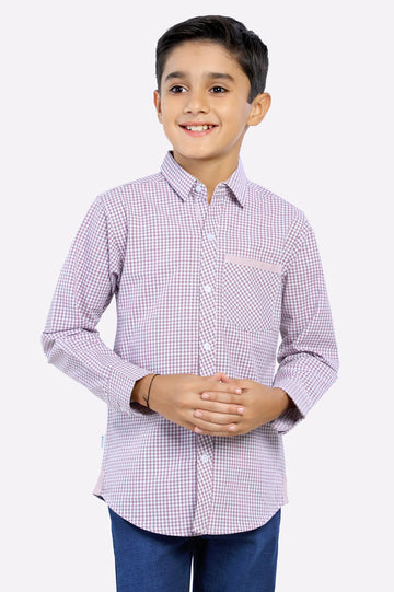 Magenta Gingham Check Casual Shirt