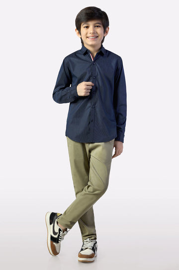 Black Hairline Stripes Casual Shirt