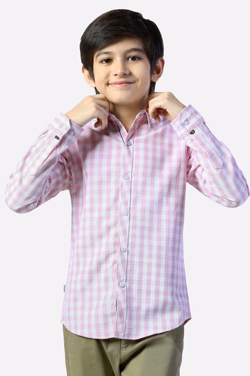 Pink Gingham Check Casual Shirt