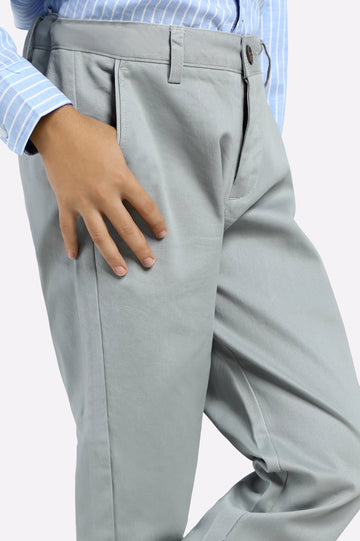 Silver Regular Fit Cotton Chino