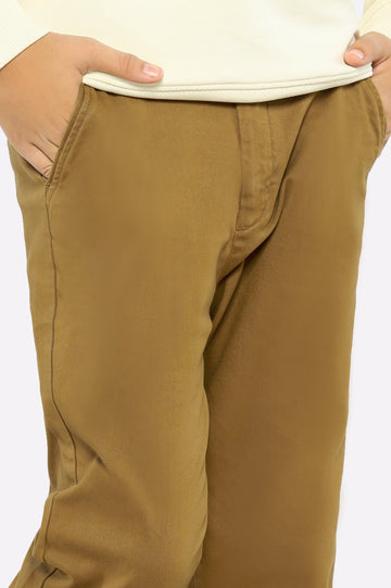 Camel Cotton Chino For Boys