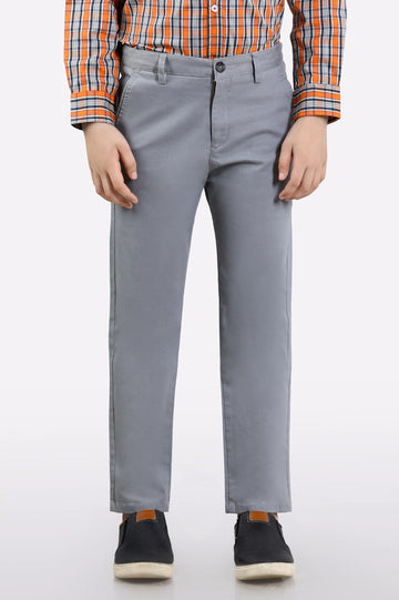 Grey Cotton Chinos For Boys