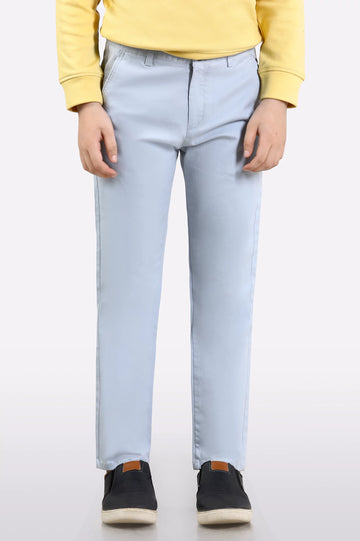 Silver Cotton Chino For Boys