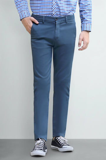 Warm Blue Cotton Chinos